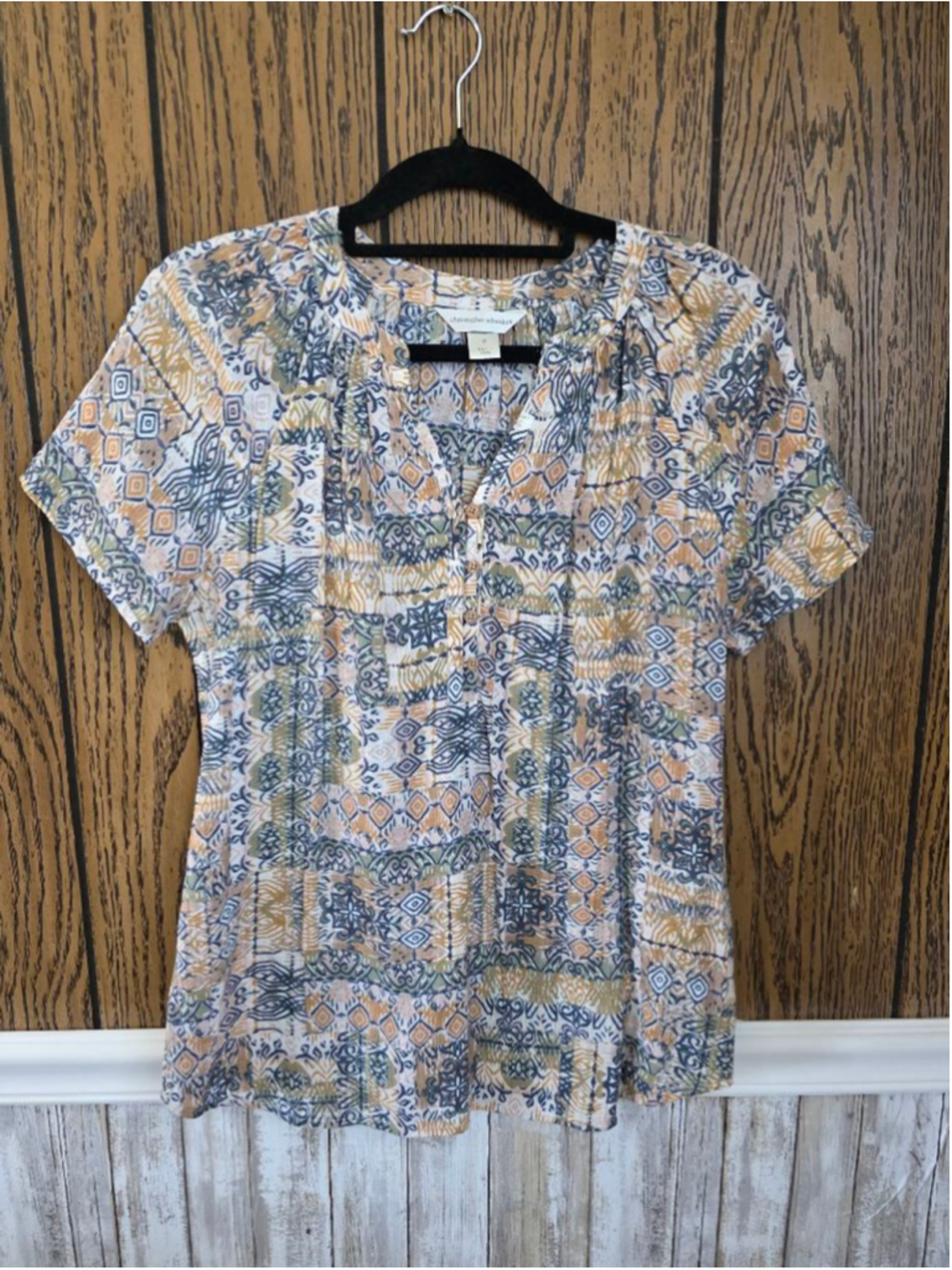 Women's Christopher & Banks Short Sleeve Tee M White Orange